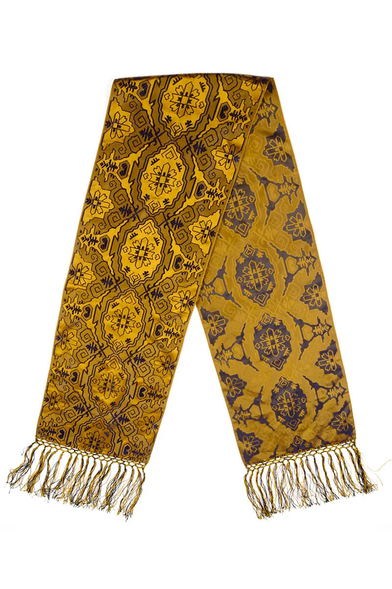 1930s Turkish Gold & Bronze Metallic Vintage Scarf w/ Silk Tassels