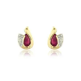 9ct Yellow Gold Ruby Earrings - MMCH038-7YDRU