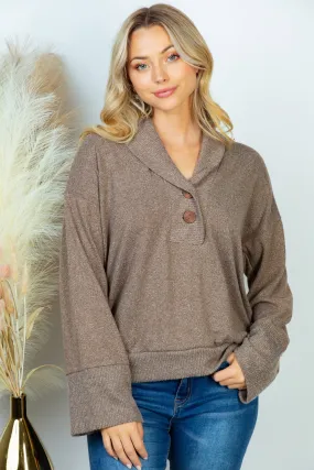 A Long Sleeve Solid Knit Top | White Birch - Final Sale