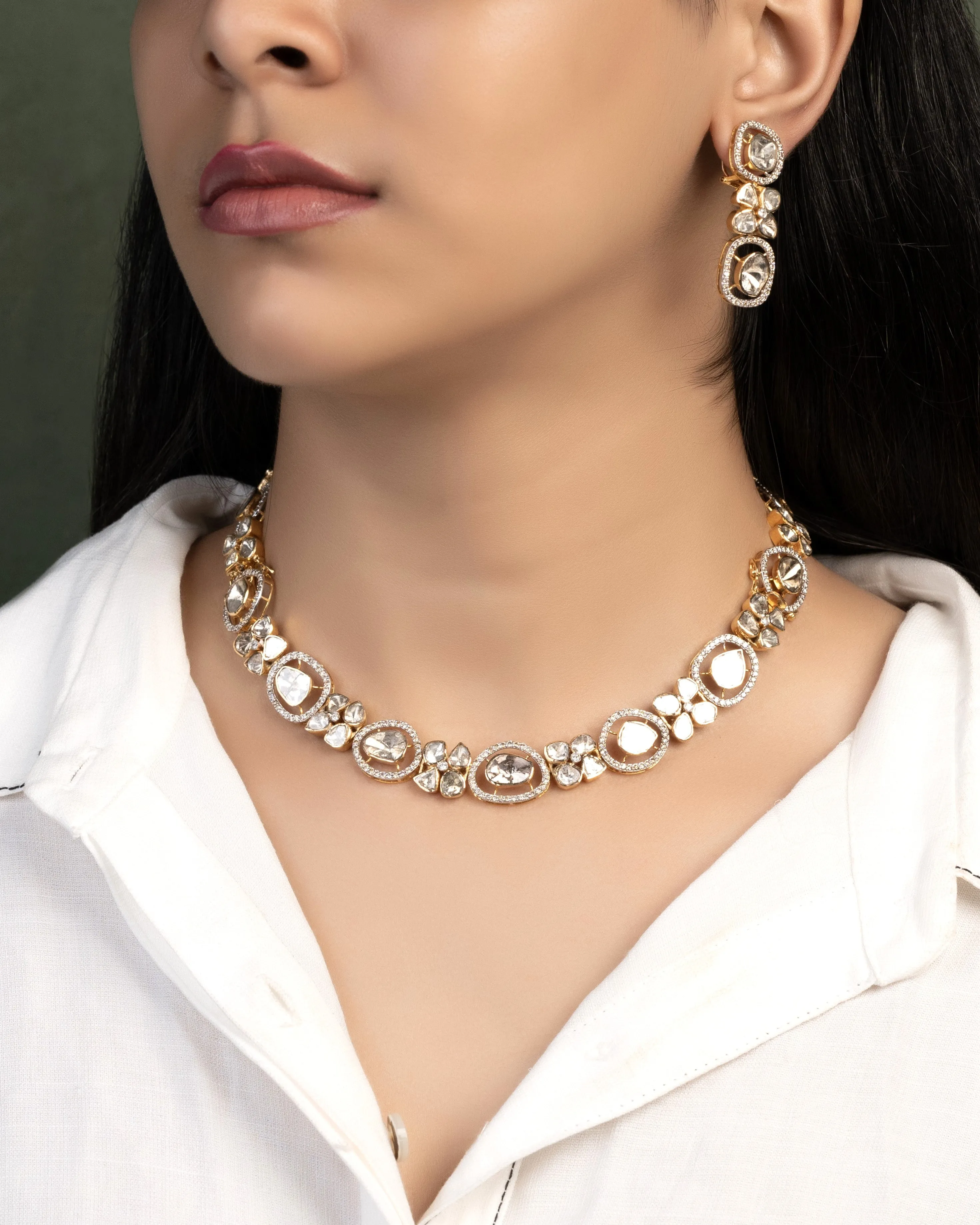 Akansha Polki And Diamond Long Earrings