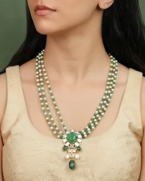 Amaira Polki And Diamond Bead Pendant