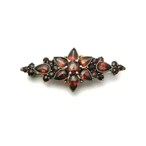 Antique Victorian Garnet Gemstone Gold Brooch