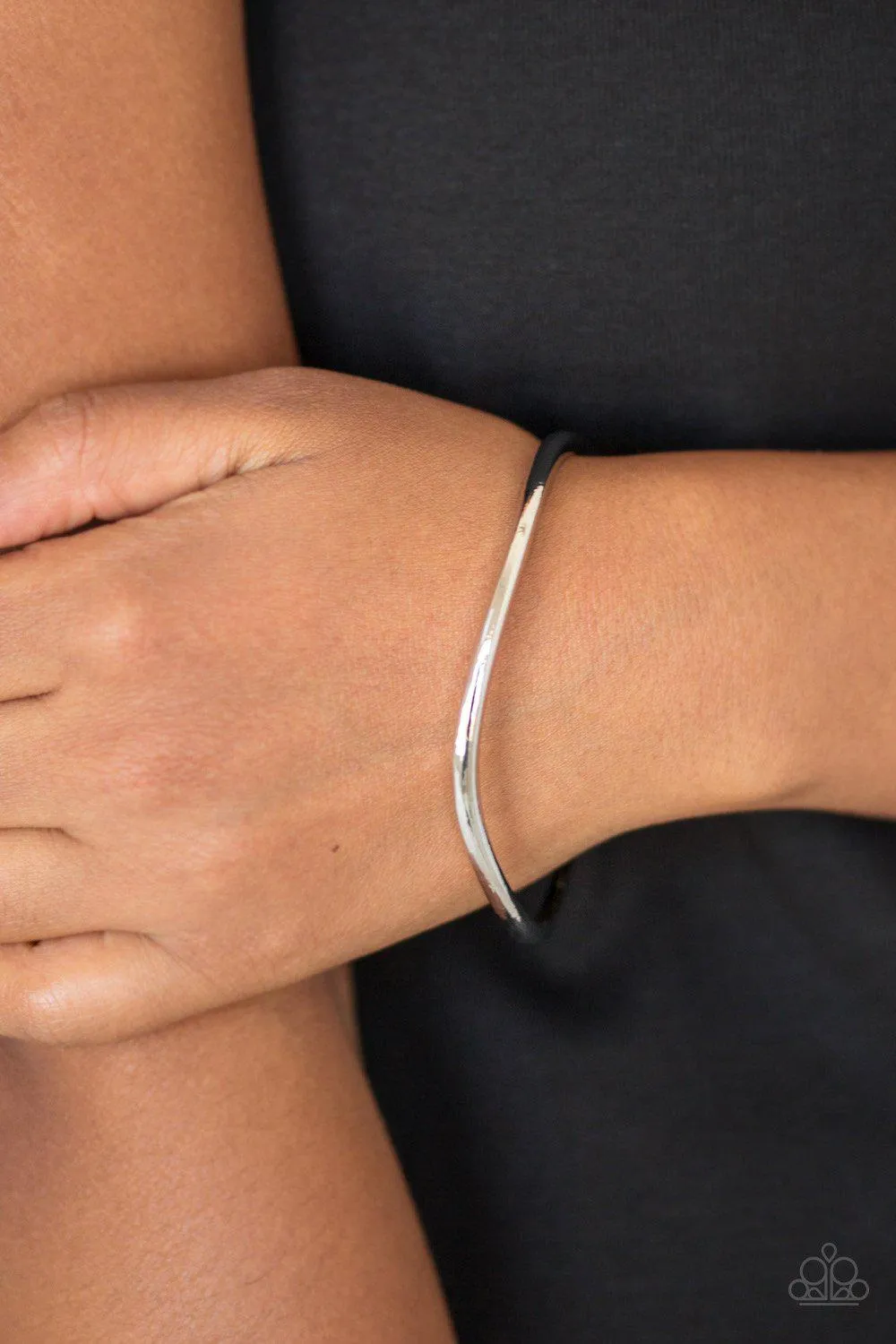 Awesomely Asymmetrical Silver Bangle Bracelet - Paparazzi Accessories