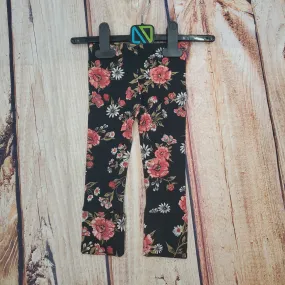 CLEARANCE Noruk Black with Coral Floral Pattern Legging