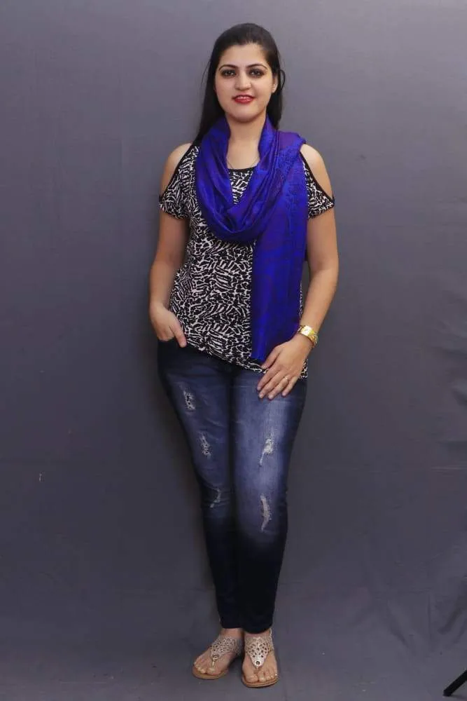 Delicate Wrap Along With Royal Blue Base And Paisleys Looks Elegant When Team Up With Denims Or Suit