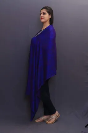 Delicate Wrap Along With Royal Blue Base And Paisleys Looks Elegant When Team Up With Denims Or Suit