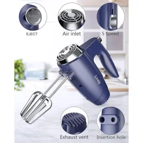 Hand Mixer Electric Whisk With 5 Speed Handheld Mixer for Whipping, Mixing Cookies, Brownies, Cakes and Dough with 4 Accessories