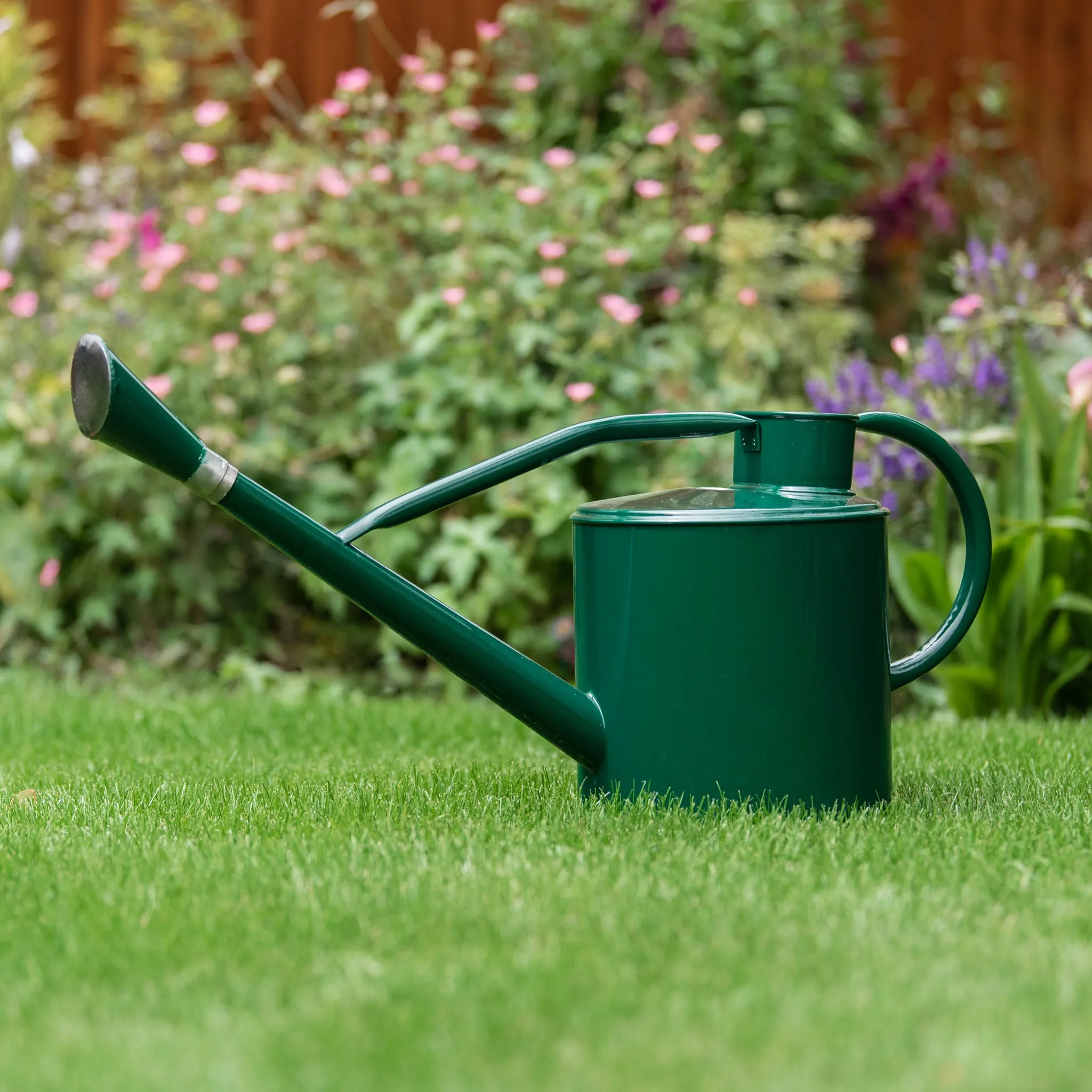 Kent & Stowe Long Reach Metal Watering Can Forest Green 9L