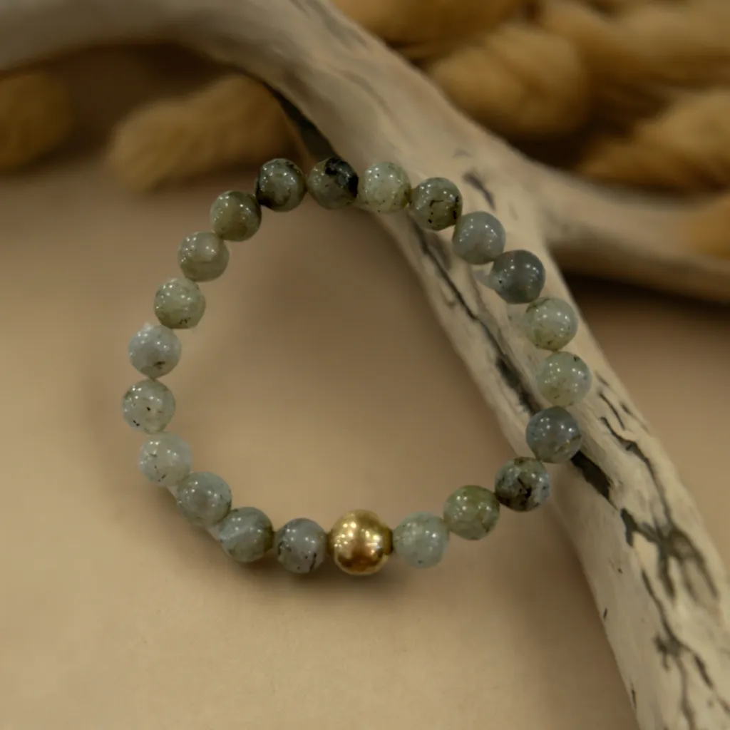 Mila Labradorite and Gold Bead Stacking Beaded Bracelet