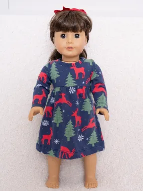 Navy Holiday Forest Baby Doll Night Gown