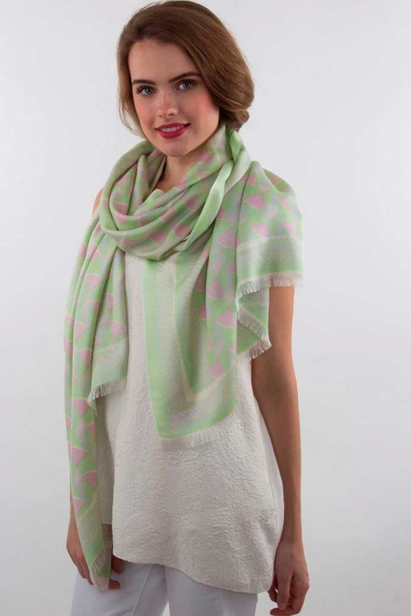 Pastels Tesselations in geometry Silk Pashmina twill