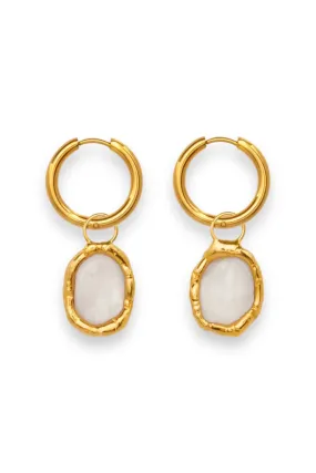 Quartz Charm Hoops in Gold