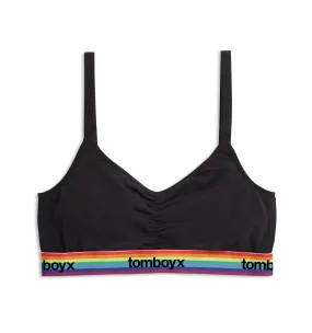 V Neck Bralette - Black Rainbow Logo