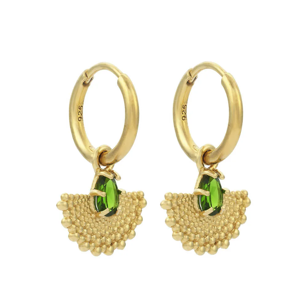 Zoe & Morgan Petal Earrings - Gold Plated & Chrome Diopside